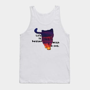 Life is better with a cat. Cute sticker Tank Top